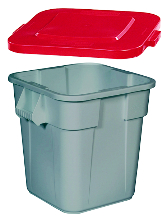 CAN TRASH PLASTIC 40GAL GRY BRUTE BRAND SQUARE - Trash Cans: Plastic